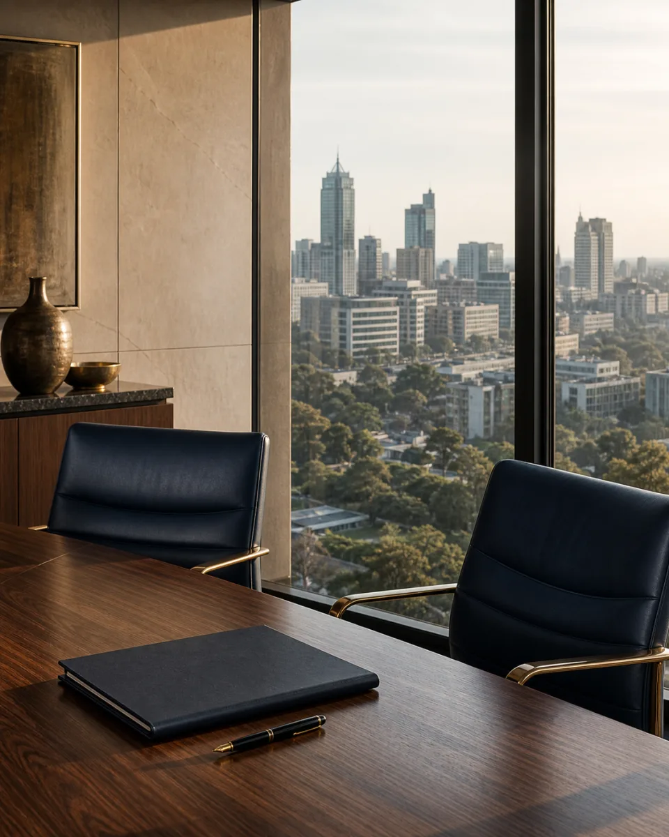 Contemporary legal office overlooking the Nairobi skyline