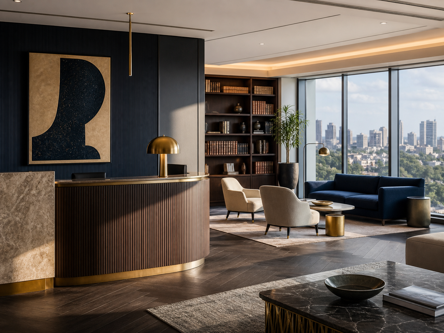 Contemporary reception and client lounge at the Nairobi headquarters