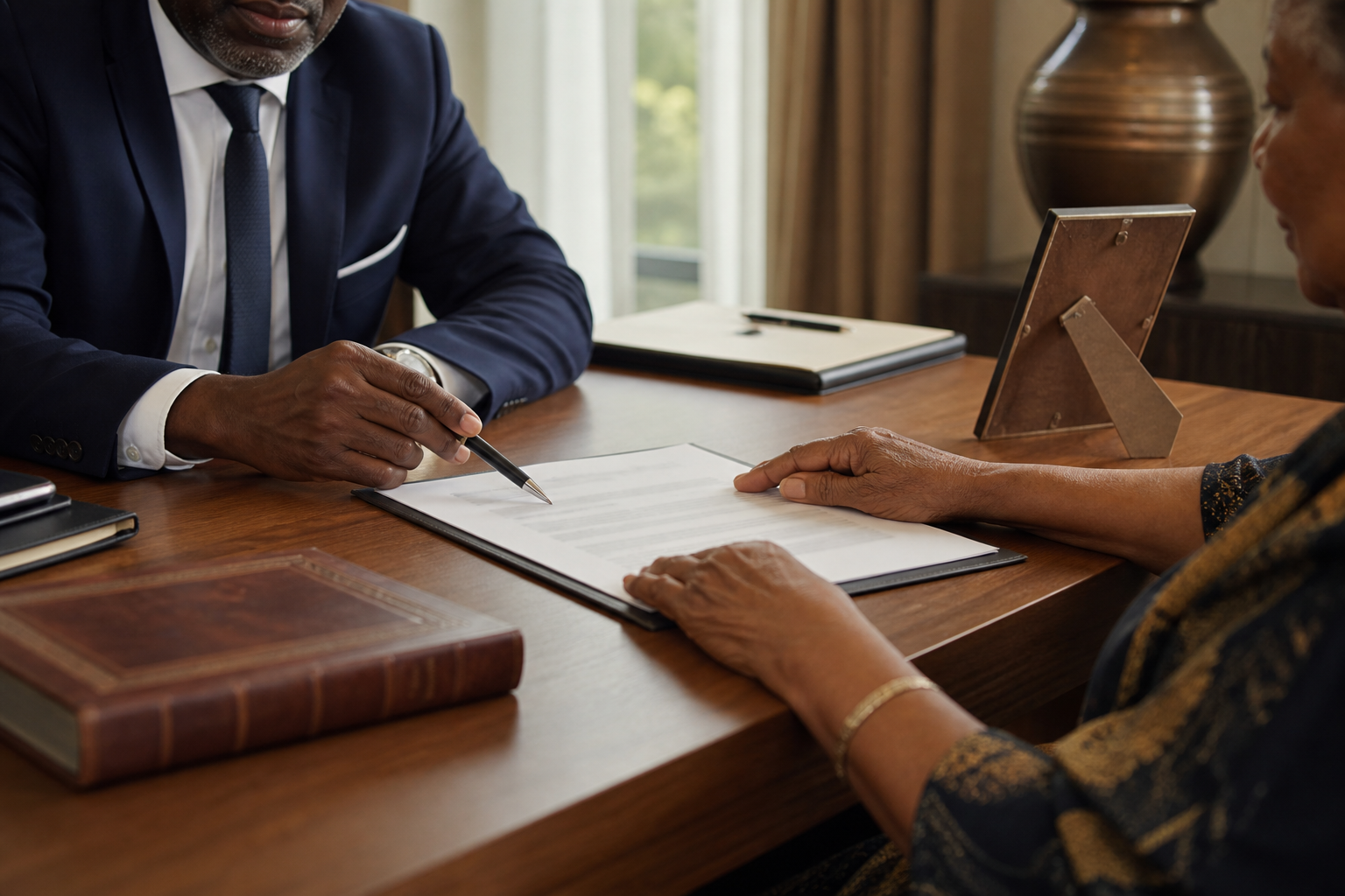 Lawyer advising a client on estate planning and a valid will